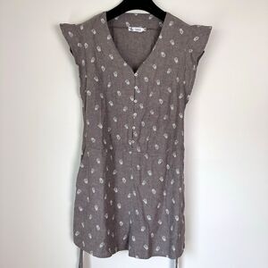 Carve Designs Jumper Womens Small Brown Nellie Linen Flutter Floral One Piece